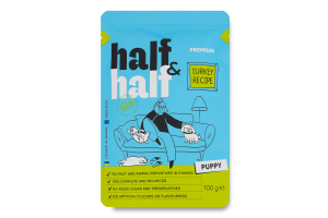 Корм влажный полнорационный для щенков с индейкой в соусе Turkey recipe Premium Half&Half д/п 100г