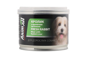 Корм д/дорослих собак з кролем та кролячою печінкою 195г ж/б AnimAll