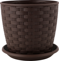 Горщик д/квітів Ротанг темно-коричневий з підставкою 12*11см арт114055 Алеана