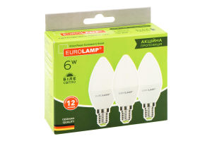 Лампа LED CL 6W E14 4000K 3шт Eurolamp