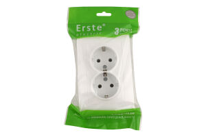 Розетка біла подвійна з заземленням Ерсте