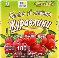 Кисіль з смаком журавлини з соками 180г Золоте зерно