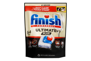 Капсулы для мытья посуды в посудомоечных машинах Ultimate Plus Powerball Finish 64шт