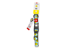 Нашийник д/собак Смайли на блакитному з QR паспортом нейлон пластиковий фастекс р.L 25мм L33-49см WauDog