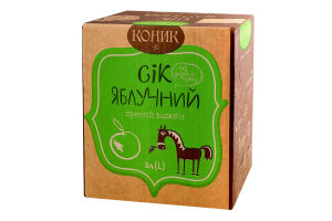 Сок неосветленный пастеризованный яблочный Коник к/у 3л