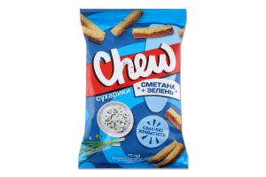 Сухарики пшенично-житні Сметана + зелень Chew м/у 70г
