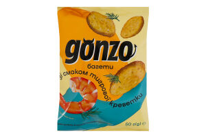 Сухарики пшеничные со вкусом тигровой креветки Багеты Gonzo м/у 50г