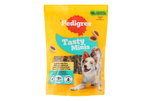 Корм сухий додатковий для дорослих собак з яловичиною та сиром Tasty minis Pedigree д/п 140г