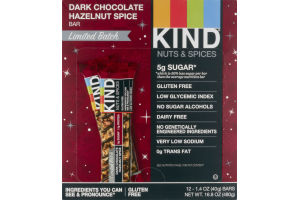 KIND Nuts & Spices Bars Dark Chocolate Hazelnut Spice - 12 CT