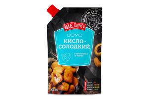 Соус с пюре абрикоса и имбирем пастеризованный Кисло-сладкий Щедро д/п 200г