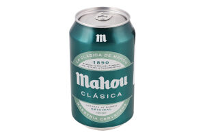 Пиво 330мл 4.8% світле фільтроване пастеризоване Clasica Mahou з/б