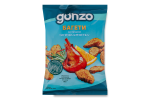 Сухарики пшеничные со вкусом тигровой креветки Багеты Gonzo м/у 50г