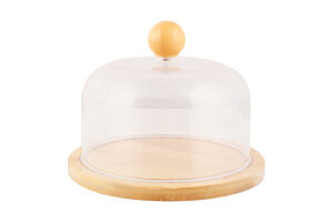 Таця бамбук кругла пластикова кришка 15см