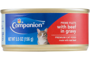 Companion Premium Cat Food Prime Filets with Beef in Gravy 5.5 OZ