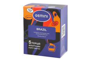 Кава натуральна смажена мелена Brazil Gemini к/у 5х12г