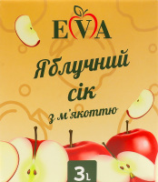 Сок пастеризованный восстановленный неосветленный с мякотью яблочный Eva к/у 3л