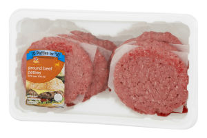 Ahold 80% Lean 20% Fat Ground Beef Patties - 10 PK