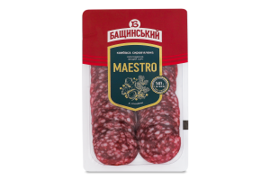 Колбаса с мясом птицы нарезанная слайсами Maestro Бащинський с/в охл в/с лоток 0.07кг