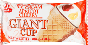 Мороженое 12% в вафельном стаканчике Абрикос-вишня Giant cup Lasunka м/у 100г