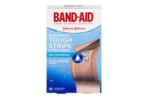 Band-Aid Adhesive Bandages Waterproof Tough Strips Extra Large - 10 CT
