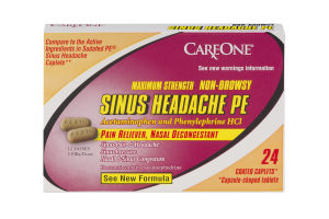 CareOne Maximum Strength Non-Drowsy Sinus Headache PE Coated Caplets - 24 CT