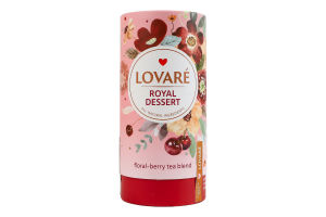 Бленд чаю квіткового зі шматочками фруктів ягід пелюстками квітів спеціями Королівський десерт Lovare тубус 80г