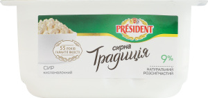 Творог 9% Творожная традиция President лоток 300г