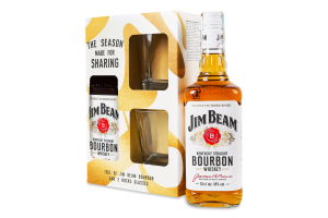 Набор Бурбон 0.7л 40% White + 2 стакана Jim Beam к/у 3шт
