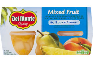 Del Monte Quality Mixed Fruit No Sugar Added Cups - 4 CT