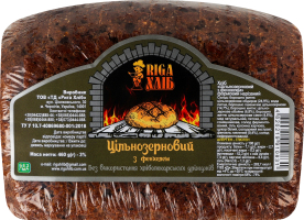 Хлеб нарезной формовой Цельнозерновой с фенхелем Riga Хліб м/у 460г
