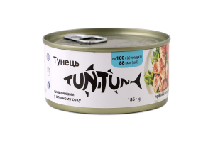 Тунець шматочками у власному соку Tun-Tun з/б 185г