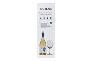 Набор Вино 0.75л 13% белое сухое Совиньон Блан Фуме Sapiens + 1 бокал Purcari к/у
