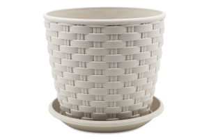 Горщик д/квітів Ротанг біла троянда з підставкою 12*11см арт114055 Алеана