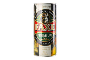 Пиво 1л 5% світле фільтроване пастеризоване Premium Faxe з/б