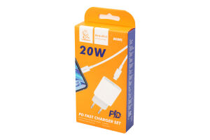 Пристрій зарядний мережевий білий 20W 3,6A USB-C Type-C-Lightning DC06L Denman