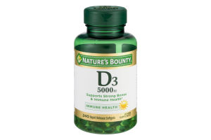 Nature's Bounty D3-5,000IU Vitamin Supplement Softgels - 240 CT