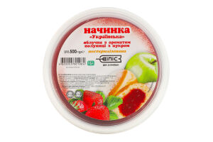 Начинка яблучна нестерилізована з ароматом полуниці з цукром Українська Віліс відро 500г