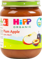 Пюре фруктовое для детей от 4мес пастеризованное Слива-яблоко Organic Hipp с/б 125г