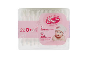 Палички ватні для дітей з обмежувачем Baby Smile 60шт