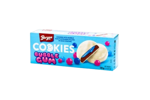 Печиво Bergen В білому шокол Bubble Gum 128г
