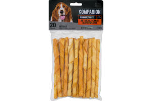 Companion 5 Inch Peanut Butter Rawhide Twists for Dogs - 20 CT