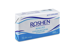 Масло сладкосливочное 72.6% Крестьянское Roshen м/у 180г