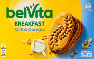 Печиво зі злаків з молоком і додаванням кальцію, магнію та заліза Сніданок BelVita к/у 5x45г