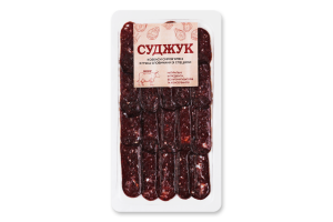 Колбаса нарезка из мяса говядины со специями Суджук ТОВ Гела-2015 с/в лоток 50г