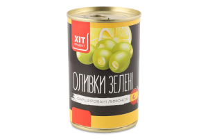 Оливки зеленые фаршированные лимоном Хіт Продукт ж/б 300г