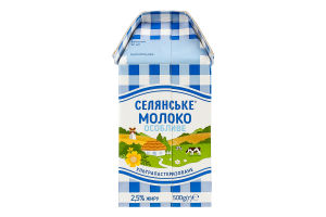 Молоко 2.5% ультрапастеризоване Селянське т/п 500г