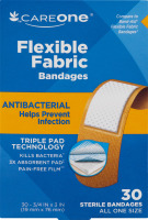 CareOne Bandages Flexible Fabric Antibacterial - 30 CT
