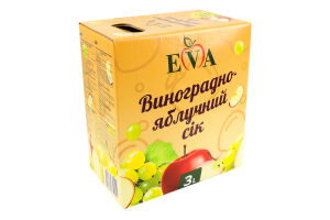 Сок пастеризованный восстановленный осветленный виноградно-яблочный Eva к/у 3л