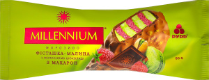 Морозиво вершкове ескімо в молочному шоколаді з макарунс Фісташка-малина Rud&Millennium м/у 80г