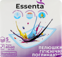 Пелюшки гігієнічні поглинаючі 60x60см Standart Essenta 5шт